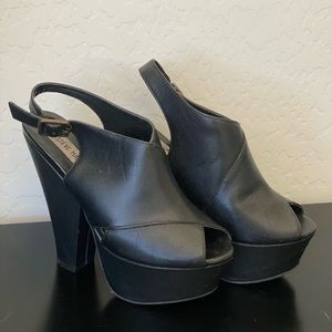 Steve Madden Black Leather Platforms